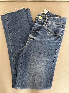 Frame Denim Medium Blue Straight-Leg Jeans